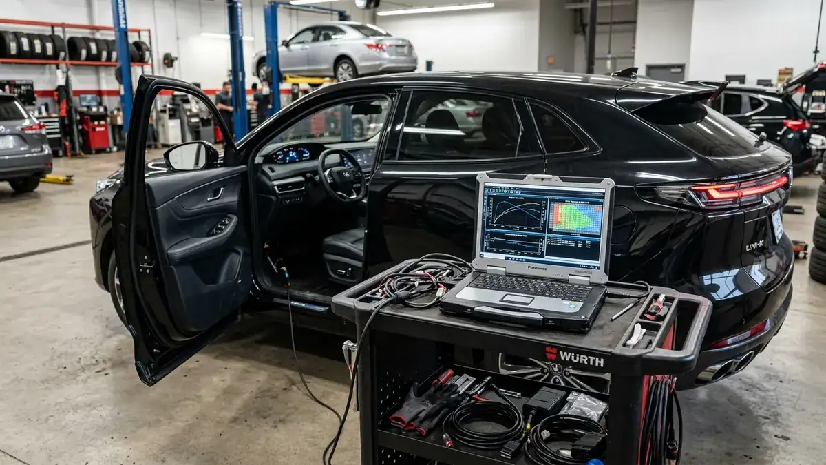 Changan UNI-K на полноприводном диностенде во время проведения замеров мощности Stage 1