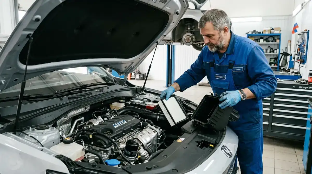 Замена масляного и воздушного фильтра на двигателе 1.5T Blue Core Changan UNI-V
