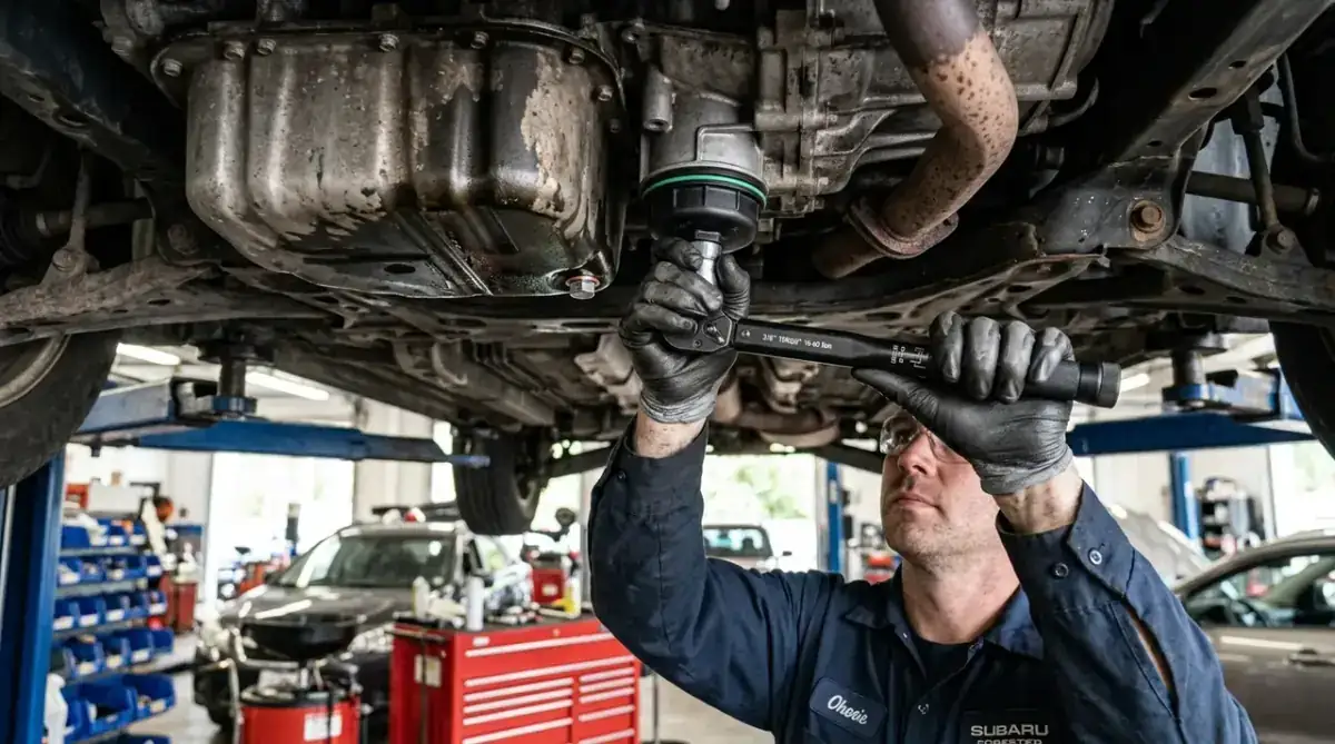 Замена масляного картриджа и слив отработанного масла на подъемнике Geely Monjaro