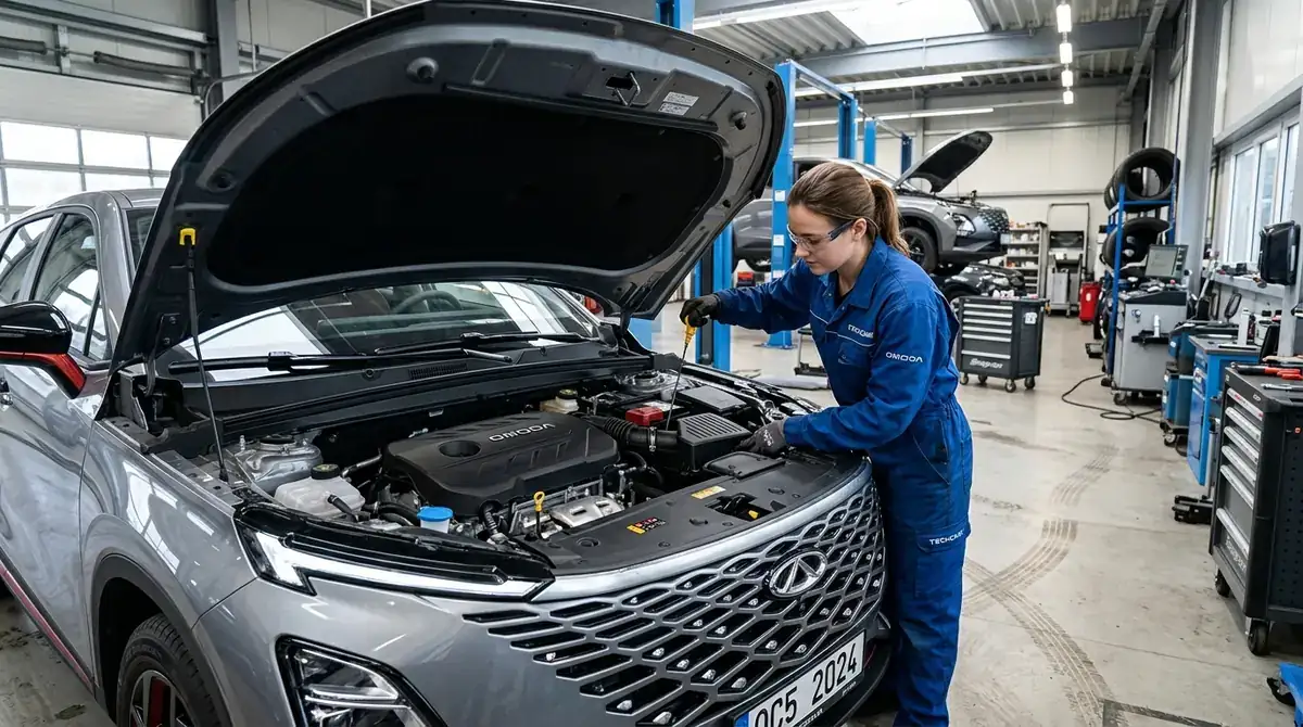 Осмотр подкапотного пространства и проверка фильтров Omoda C5